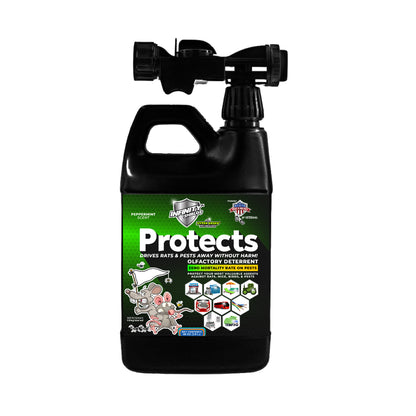 Infinity Shields Protects™ | Rodent Deterrent Spray | Hyper Green | Long-Lasting 65oz Hose Rinse | Concentrated | Peppermint | Single