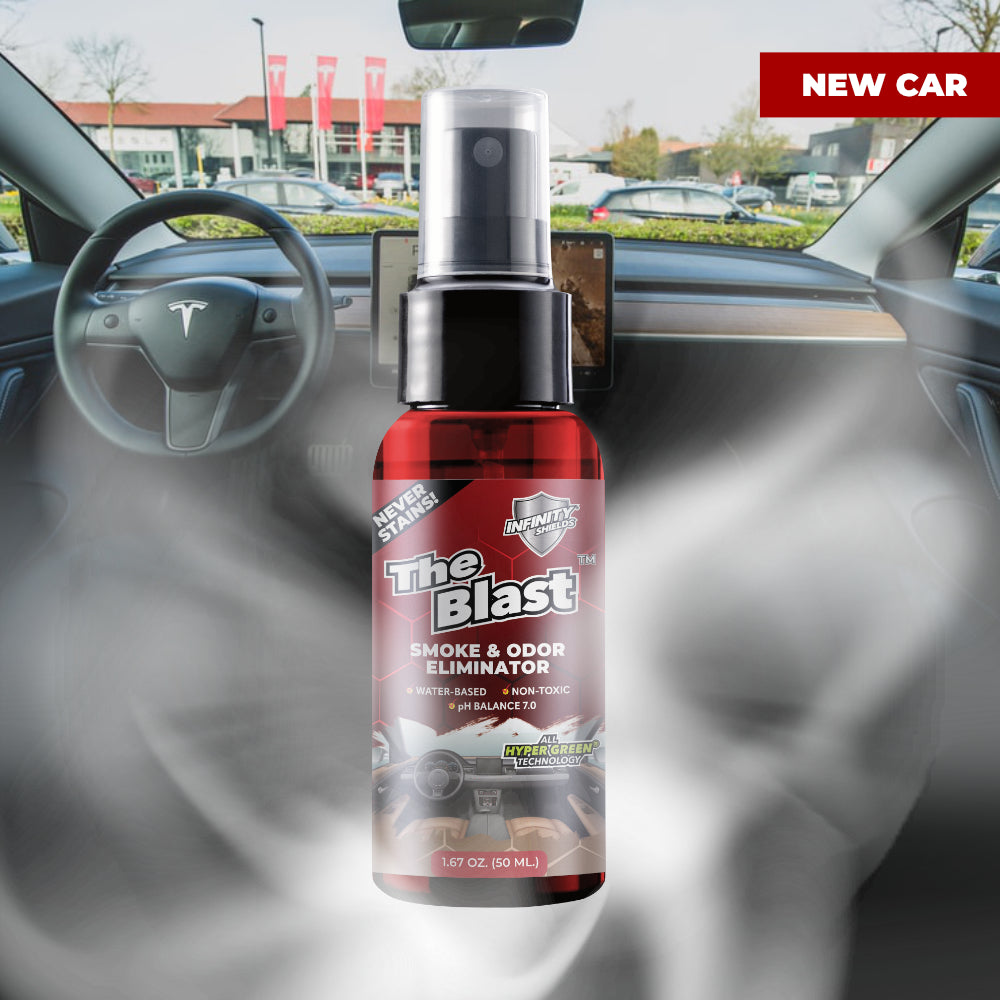 The Blast Smoke & Odor Eliminator | 6 Pack Sleeve | 1.67oz Mini Mist Bottles | Assorted Scents | Ocean Breeze • New Car • Rose Petal • Vanilla • Baby Powder • Orange