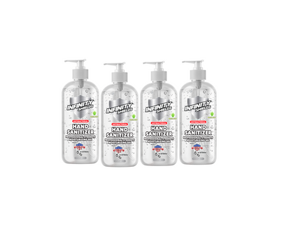 4- Pack Infinity Shields® Antibacterial Hand Sanitizer Gel with Aloe - Professional Strength, Leaves Hands Clean & Odorless 16 oz (4 Pack)