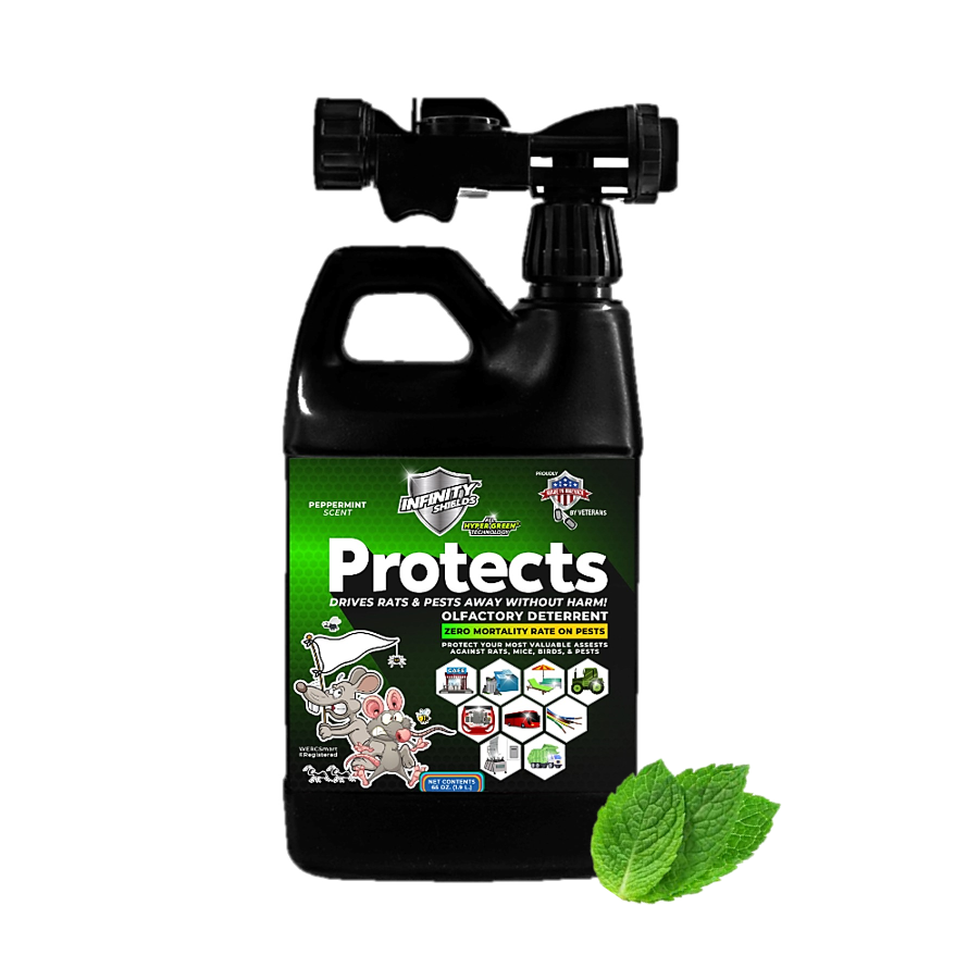 Infinity Shields protege | Disuasión de moscas ecuestre | Enjuague de manguera de granero de 65 oz | Niebla de menta