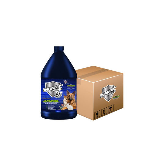 Infinity Shields® Pet Pro™ | Eliminador de olores y manchas | Previene la reaparición de suciedad | 1 galón fresco y limpio) Caja de 4 jarras