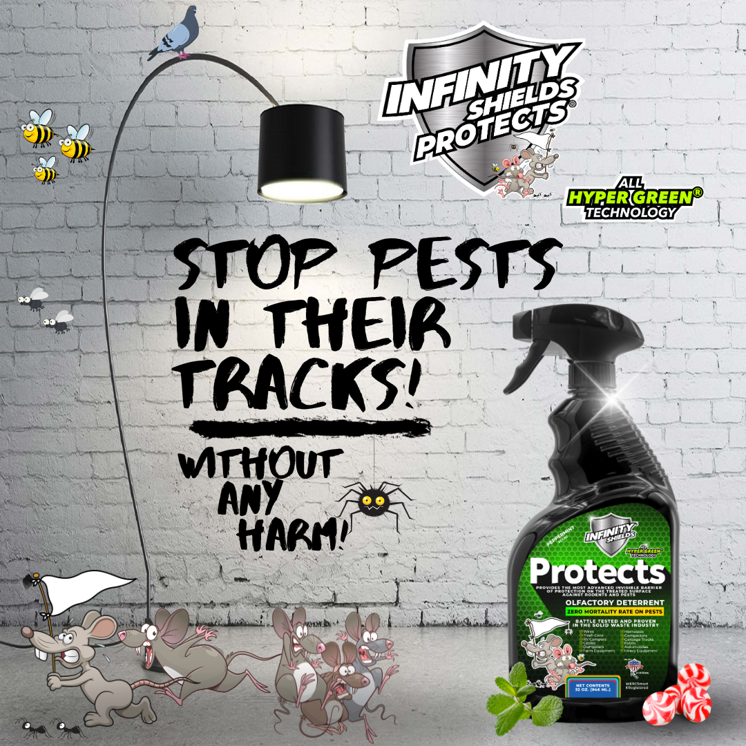 Infinity Shields Protects™ | Rodent Deterrent Spray | Hyper Green | Lo