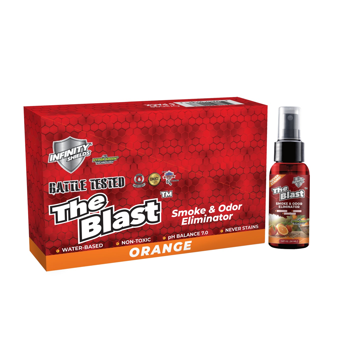 The Blast™ Smoke & Odor Eliminator | 6 Pack Sleeve | 1.67oz Mini Mist Sprayers Orange