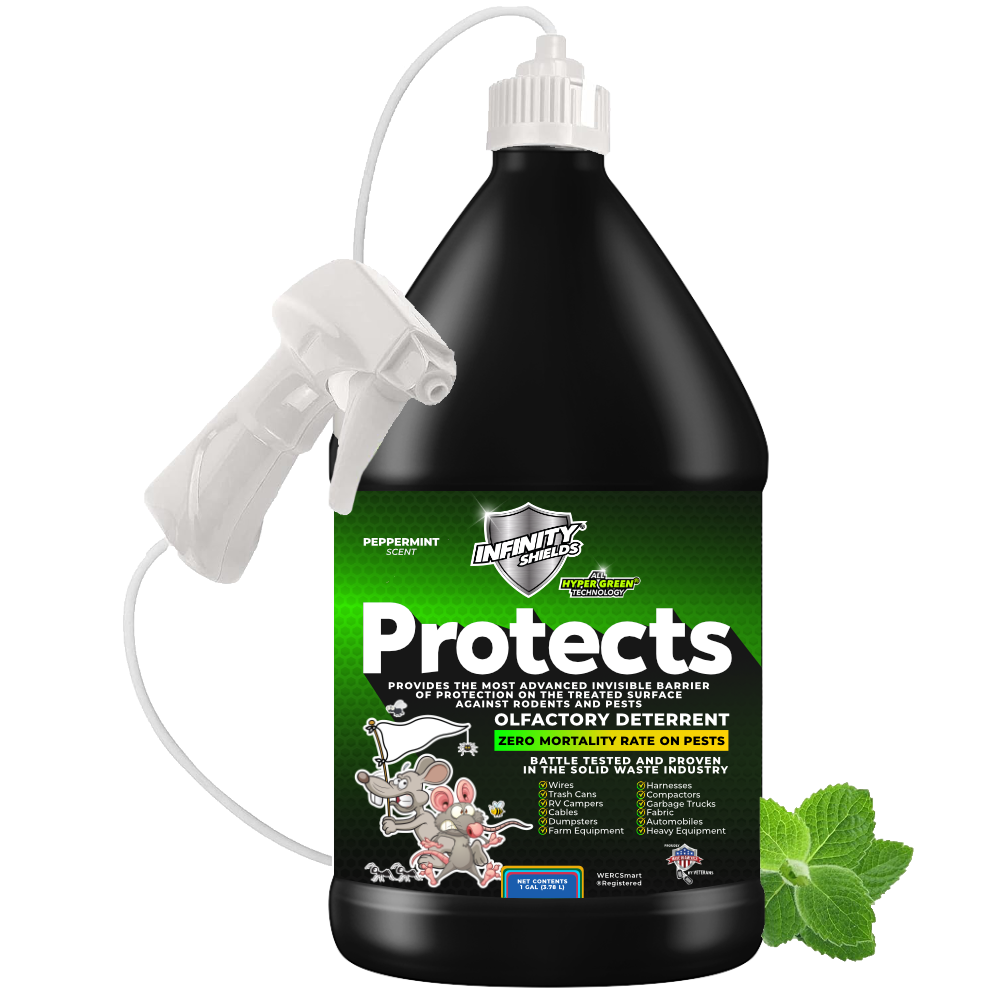 Infinity Shields Protects | Rodent Deterrent Spray | Hyper Green | Lon
