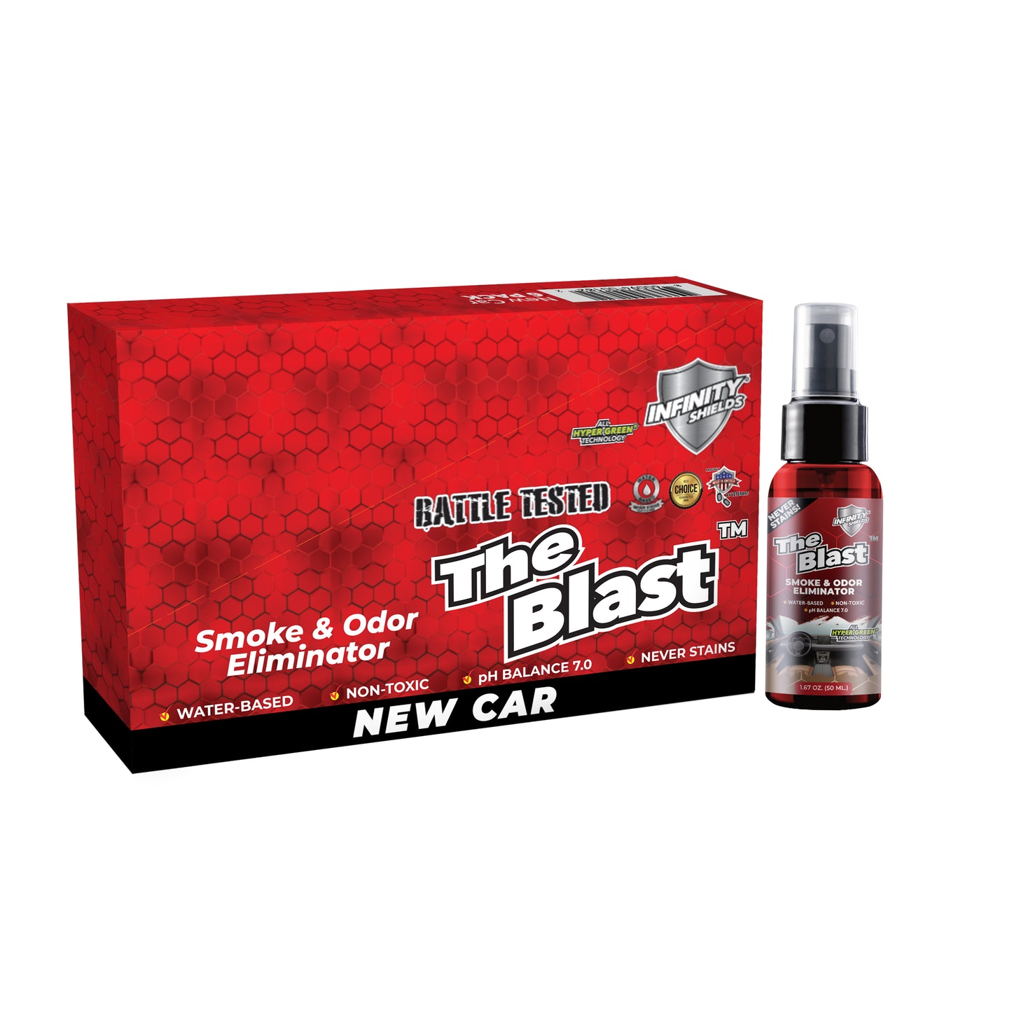 The Blast™ Smoke & Odor Eliminator 6 Pack Sleeve | 1.67oz Mini Mist Sprayers | New Car