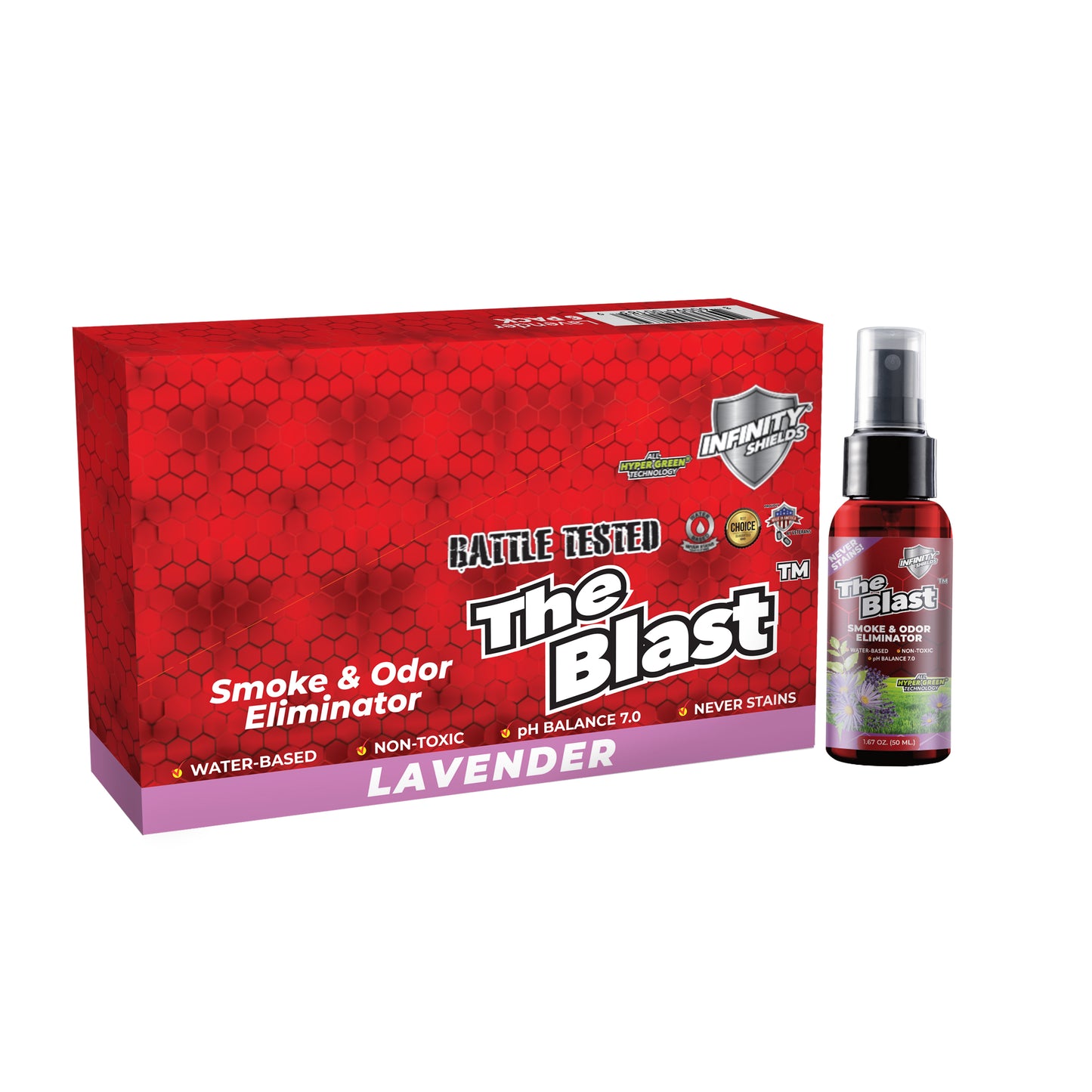 El eliminador de humo y olores explosivos | Paquete de 6 fundas | Mini botellas de niebla de 1,67 oz | Lavanda 