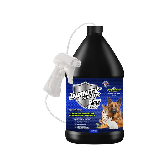 Infinity Shields® Pet Pro™ | Quitamanchas y olores de mascotas | Previene la reaparición de suciedad | Jarra de 1 galón | fresco y limpio)