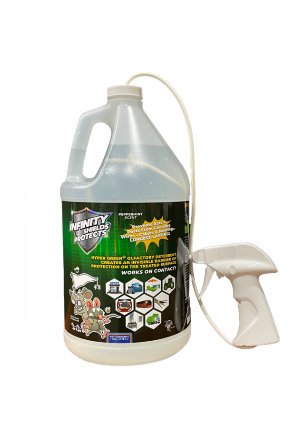 Infinity Shields Protects | Equestrian Fly Deterrent | 1 Gallon Spray Jug | Peppermint Mist
